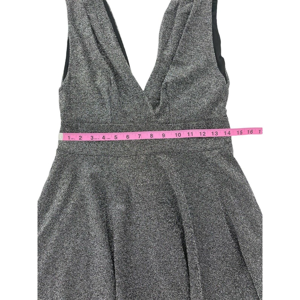 Fraiche By J In Silver Deep V-neck Fit & Flare Minidress Size Large - Picture 7 of 8